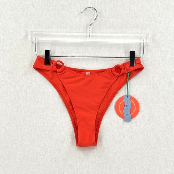 OOKIOH Monaco Bikini Bottom Womens Medium Orange High Leg Ring NWT - Picture 4 of 12